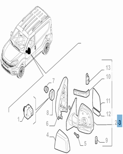 Specchietto retrovisore esterno sinistro manuale per Fiat e Fiat Professional