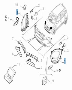 Faro anteriore destro per Fiat Panda