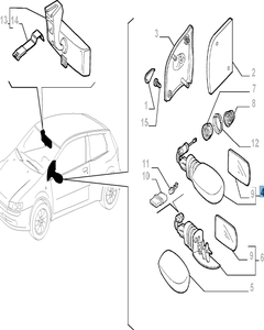 Specchietto retrovisore esterno destro meccanico per Fiat e Fiat Professional