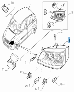 Faro anteriore destro completo di fendinebbia per Fiat e Fiat Professional