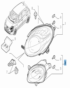 Faro DRL anteriore destro per Fiat e Fiat Professional