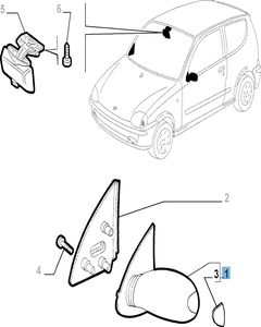 Specchietto retrovisore esterno destro per Fiat e Fiat Professional