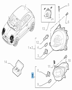 Faro anteriore superiore destro per Fiat 500