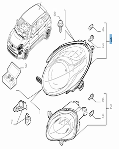 Faro anteriore superiore sinistro per Fiat 500L