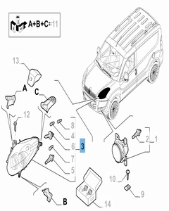 Faro anteriore destro per Fiat e Fiat Professional