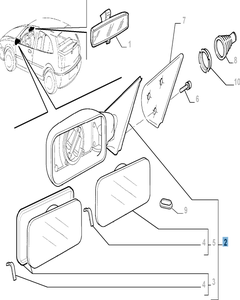 Specchietto retrovisore esterno sinistro con sensore di temperatura per Fiat Palio