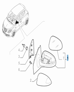 Specchietto retrovisore esterno destro per Chrysler Ypsilon