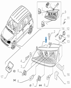 Faro anteriore destro completo di fendinebbia per Fiat e Fiat Professional