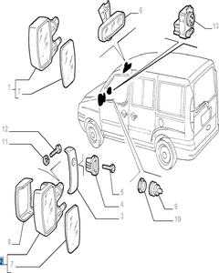 Specchietto retrovisore esterno destro per Fiat e Fiat Professional