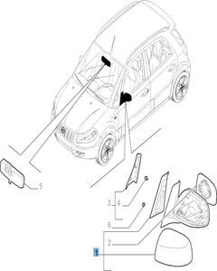 Specchietto retrovisore esterno sinistro per Fiat Sedici