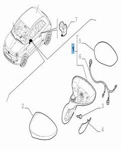 Specchietto retrovisore esterno sinistro per Fiat 500