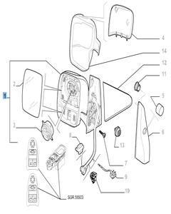 Specchietto retrovisore esterno sinistro elettrico per Fiat Professional Scudo