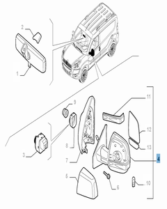 Specchietto retrovisore esterno sinistro manuale per Fiat e Fiat Professional