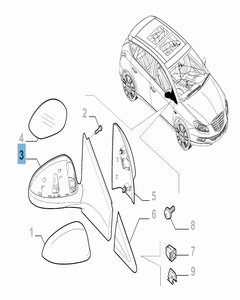 Specchietto retrovisore esterno destro per Lancia Delta
