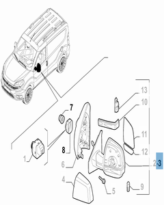 Specchietto retrovisore esterno sinistro elettrico a scomparsa per Fiat e Fiat Professional