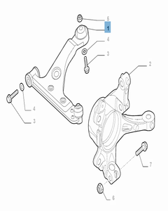 Braccio oscillante destro per sospensione anteriore per Fiat e Fiat Professional