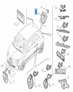 Fregio Abarth posteriore per Abarth 500