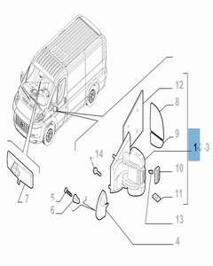 Specchietto retrovisore esterno destro per Fiat Professional Ducato