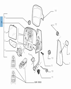 Specchietto retrovisore esterno sinistro elettrico per Fiat Professional Scudo