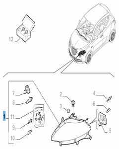 Faro anteriore destro per Chrysler Ypsilon