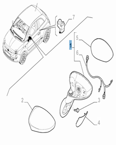 Specchietto retrovisore esterno sinistro per Fiat 500