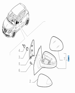 Specchietto retrovisore esterno destro per Lancia Ypsilon