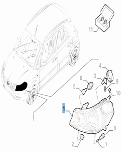 Faro anteriore sinistro per Fiat Sedici