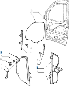 Alzacristallo meccanico anteriore destro per Fiat e Fiat Professional