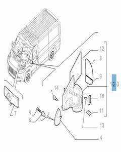 Specchietto retrovisore esterno destro per Fiat Professional Ducato