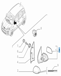 Specchietto retrovisore esterno destro per Fiat Panda