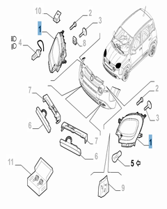 Faro anteriore sinistro per Fiat Panda