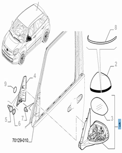 Specchietto retrovisore esterno sinistro per Fiat e Fiat Professional