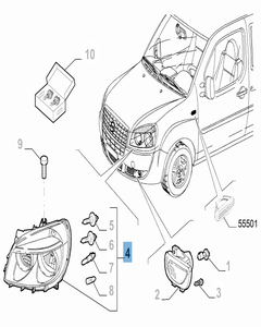 Faro anteriore sinistro per Fiat e Fiat Professional