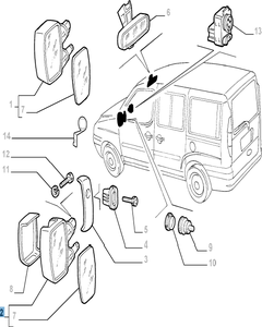Specchietto retrovisore esterno sinistro per Fiat Professional Doblo