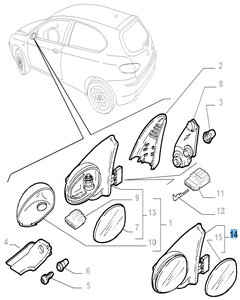 Specchietto retrovisore esterno sinistro per Alfa Romeo 147