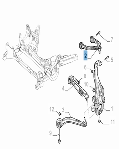 Braccio oscillante destro per sospensione anteriore superiore per Alfa Romeo Giulia