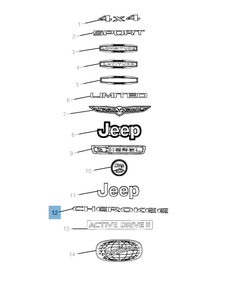 Sigla modello Cherokee portiera anteriore per Jeep Cherokee