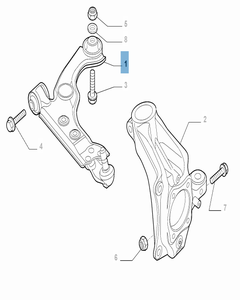 Braccio oscillante sinistro per sospensione anteriore per Alfa Romeo Giulietta